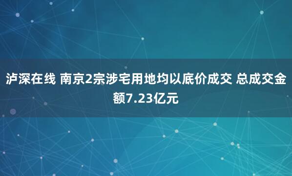 泸深在线 南京2宗涉宅用地均以底价成交 总成交金额7.23亿元
